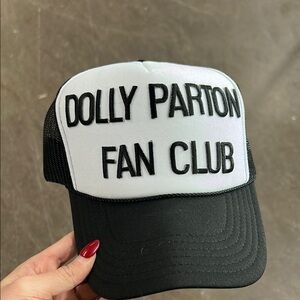 DOLLY PARTON FAN CLUB TRUCKER HAT BLACK WHITE country western music Dollywood